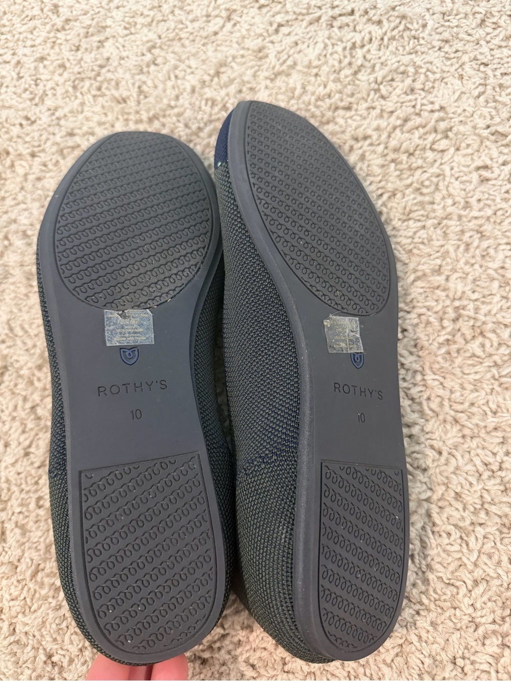 Rothy’s The Flat Highland Captoe Olive Navy Women’s Size 10 - Picture 6 of 6
